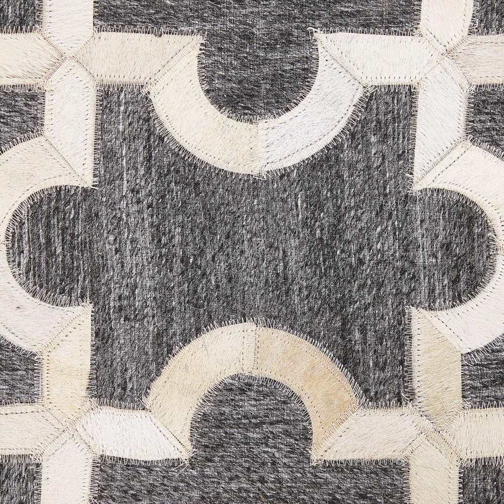 Tappeto tappetino Grigio e Beige Pelle di vacchetta Jacquard Puzzle Motivo Geometrico Retro 160 x 230 cm
