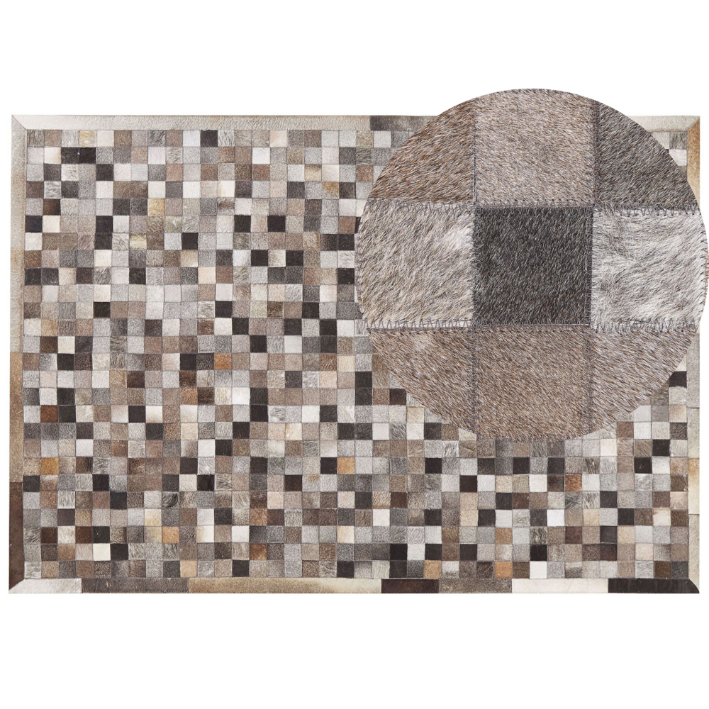 Tappeto tappetino Pelle Bovina Patchwork Multicolore 160 x 230 cm Motivo Geometrico Moderno