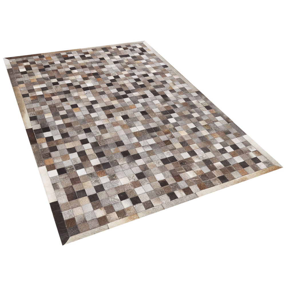 Tappeto tappetino Pelle Bovina Patchwork Multicolore 160 x 230 cm Motivo Geometrico Moderno