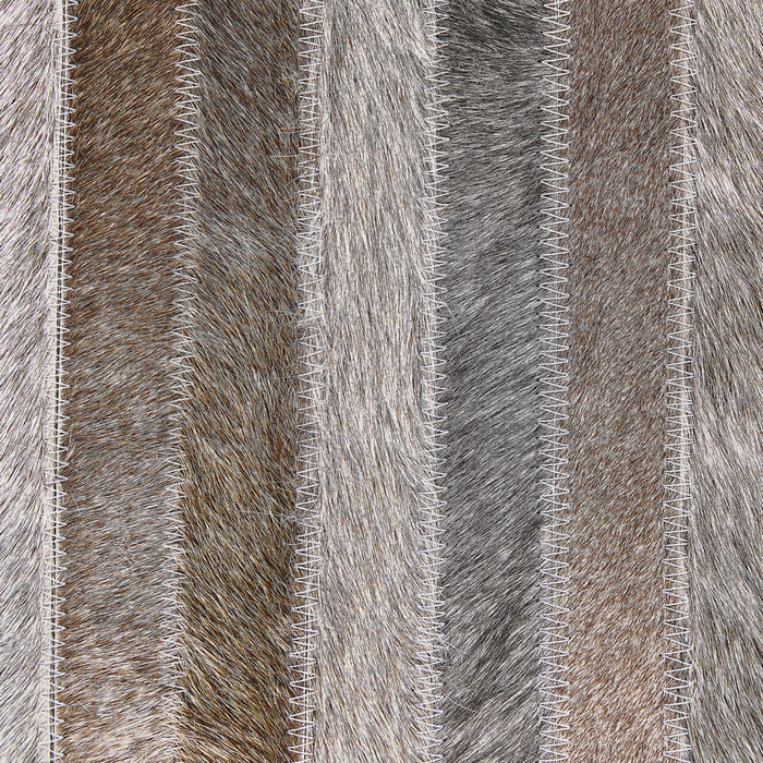 Tappeto tappetino Pelle Bovina Marrone e Grigio 140 x 200 cm Motivo A Righe Patchwork