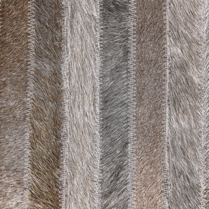 Tappeto tappetino Pelle Bovina Marrone e Grigio 160 x 230 cm Motivo A Righe Patchwork