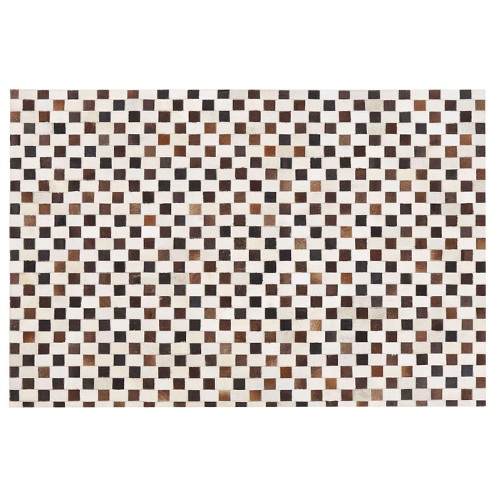 Tappeto tappetino Pelle Bovina Marrone e Beige 140 x 200 cm Motivo Geometrico Patchwork
