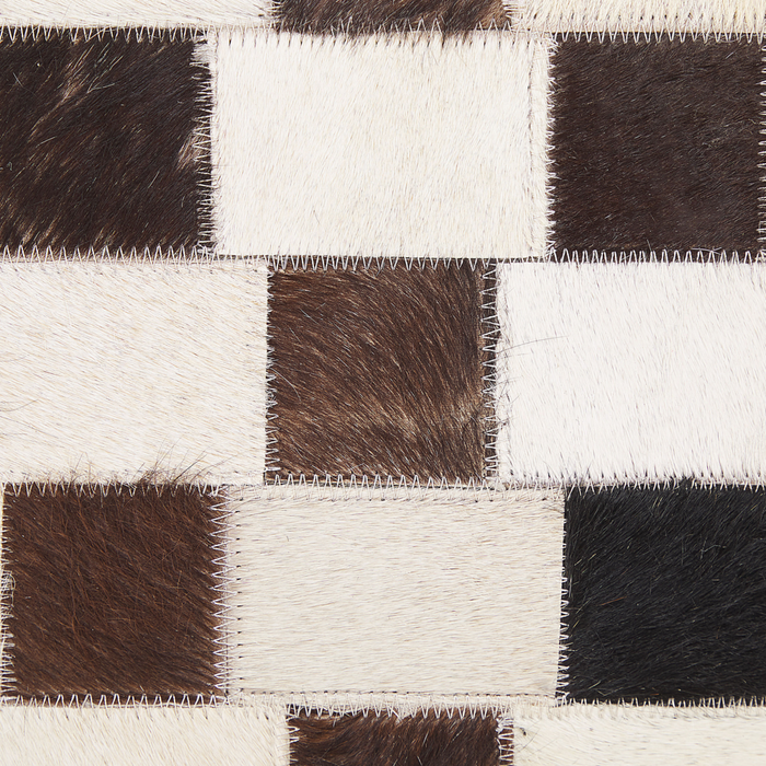 Tappeto tappetino Pelle Bovina Marrone e Beige 140 x 200 cm Motivo Geometrico Patchwork