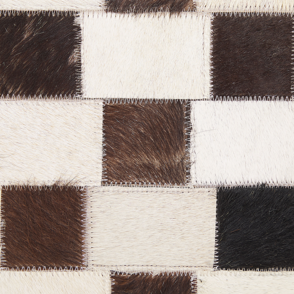 Tappeto tappetino Pelle Bovina Marrone e Beige 160 x 230 cm Motivo Geometrico Patchwork
