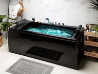 Vasca Idromassaggio Nero Sanitario Acrilico Imbottito Poggiatesta LED 172 x 83 cm