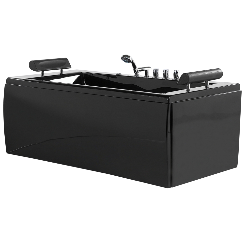 Vasca Idromassaggio Nero Sanitario Acrilico Imbottito Poggiatesta LED 172 x 83 cm