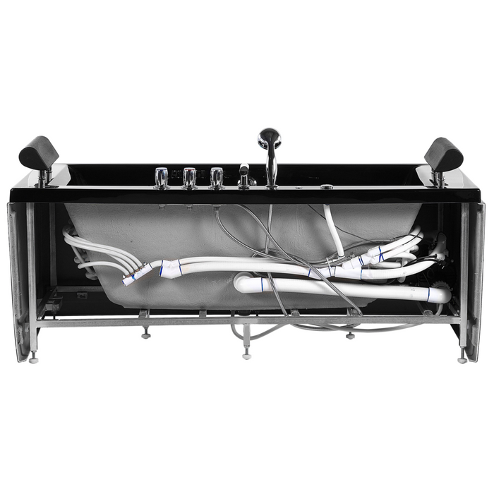 Vasca Idromassaggio Nero Sanitario Acrilico Imbottito Poggiatesta LED 172 x 83 cm