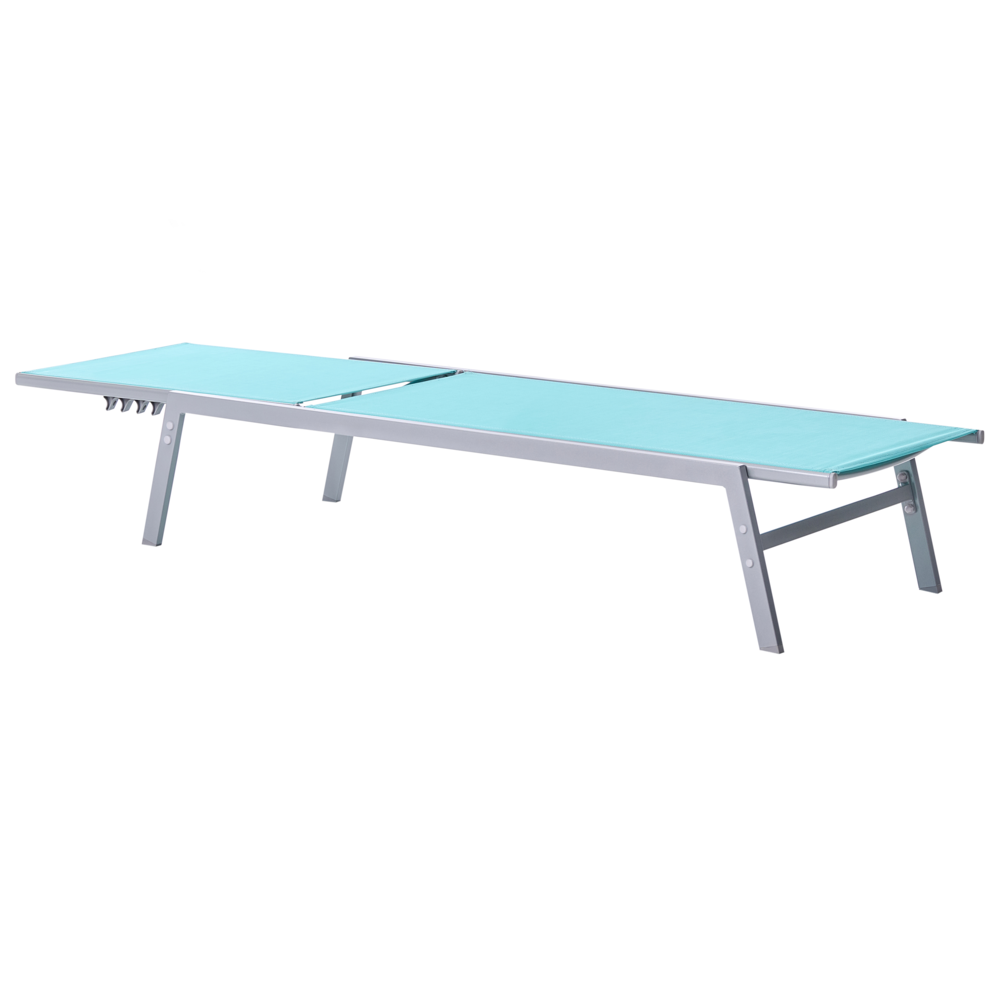 Lettino prendisole Struttura in acciaio blu e argento Schienale regolabile Resistente ai raggi UV