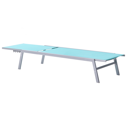 Lettino prendisole Struttura in acciaio blu e argento Schienale regolabile Resistente ai raggi UV