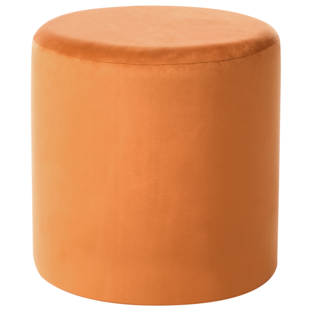 Pouf ottomana poggiapiedi rotondo in velluto arancione moderno