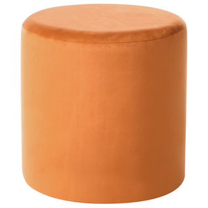 Pouf ottomana poggiapiedi rotondo in velluto arancione moderno