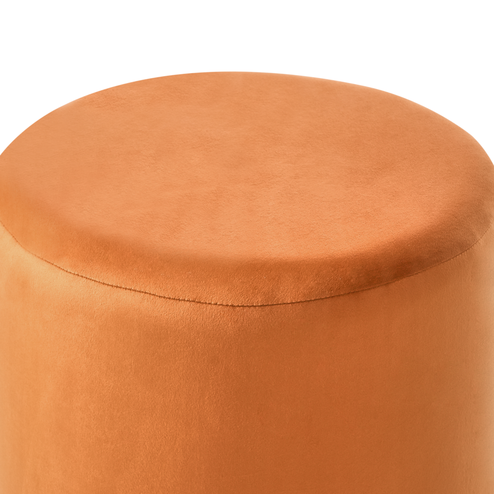 Pouf ottomana poggiapiedi rotondo in velluto arancione moderno