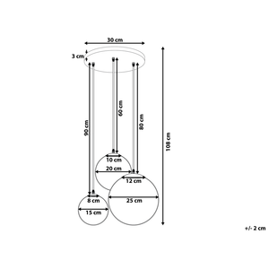 Lampada a Sospensione 3 Luci Vetro Trasparente Elemento in Metallo Dorato