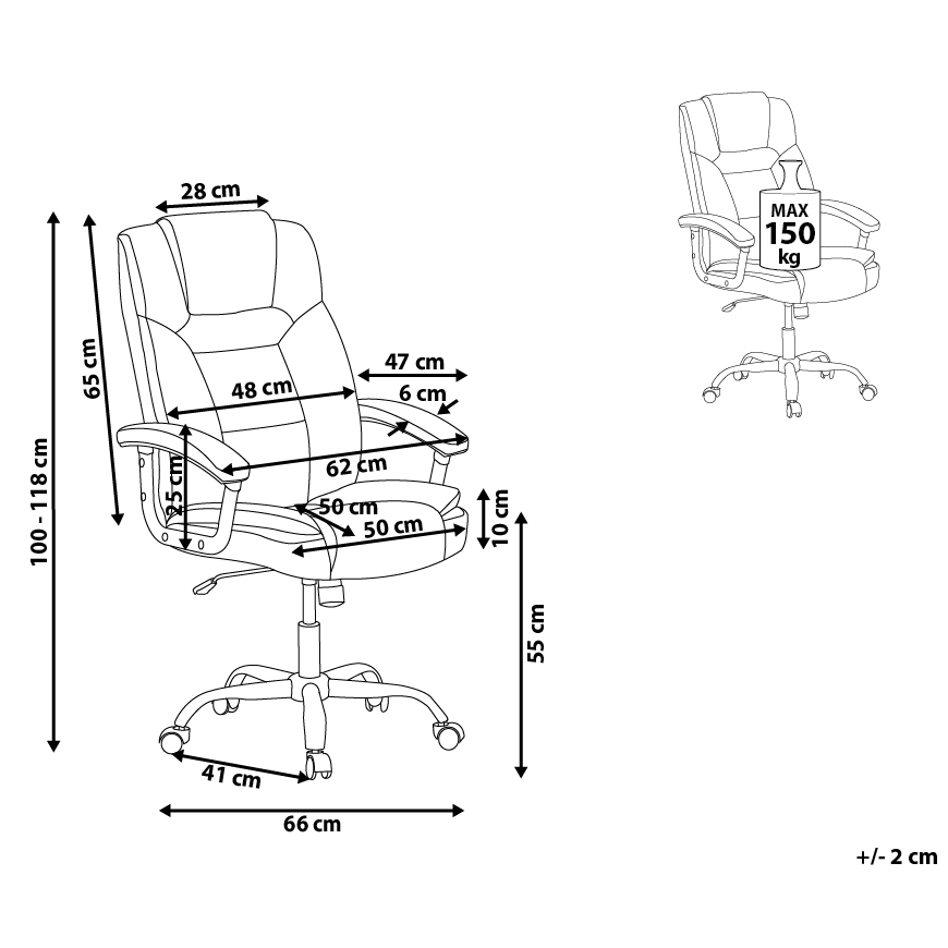 Sedia dirigenziale da ufficio in ecopelle nera con ruote girevoli regolabili in altezza del sedile
