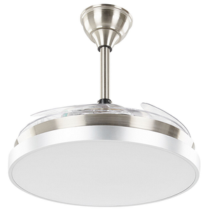 Ventilatore da Soffitto con Ventilatore Luce Argento Materiale Sintetico Metallo 4 Pale Telecomando