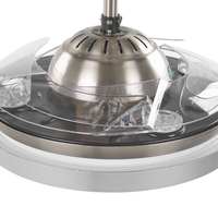 Ventilatore da Soffitto con Ventilatore Luce Argento Materiale Sintetico Metallo 4 Pale Telecomando