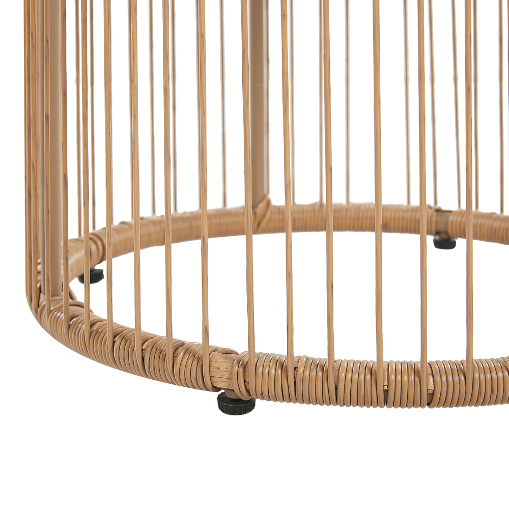 Set bistrot marrone finto rattan gambe in acciaio Nero 2 sedie con cuscini grigi piano tavolo in vetro moderno set da esterno a 2 posti