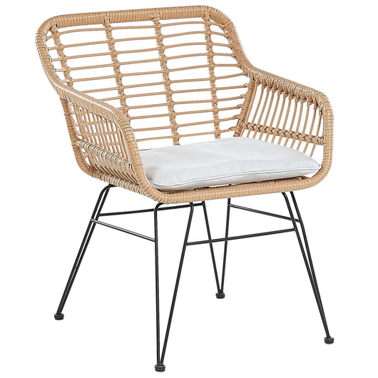 Set bistrot marrone finto rattan gambe tornanti in acciaio Nero 2 sedie con cuscini grigi piano tavolo in vetro set da esterno a 2 posti