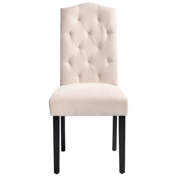 Set di 2 sedie da pranzo in tessuto di velluto color crema design retrò moderno gambe in legno Nero