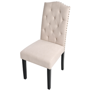 Set di 2 sedie da pranzo in tessuto di velluto color crema design retrò moderno gambe in legno Nero