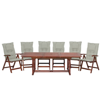 Set da pranzo da giardino Tavolo allungabile legno acacia chiaro 6 sedie cuscini talpa Schienale regolabile pieghevole in stile rustico