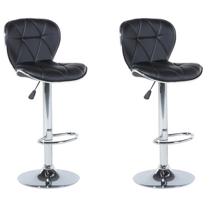 Set di 2 sgabelli da bar in ecopelle nera girevole regolabile in altezza sedia da bar moderna da cucina