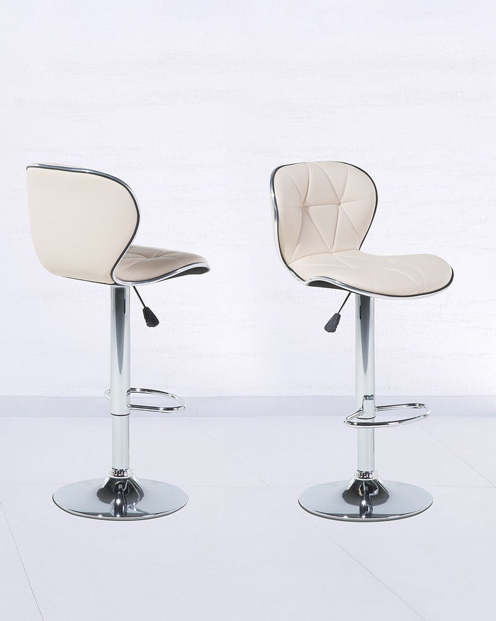Set di 2 sgabelli da bar in ecopelle beige girevoli regolabili in altezza sedia da bar moderna da cucina