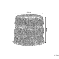 Pouf Beige Cotone Nappe e Nodi Decorativo Boho Rustico soggiorno