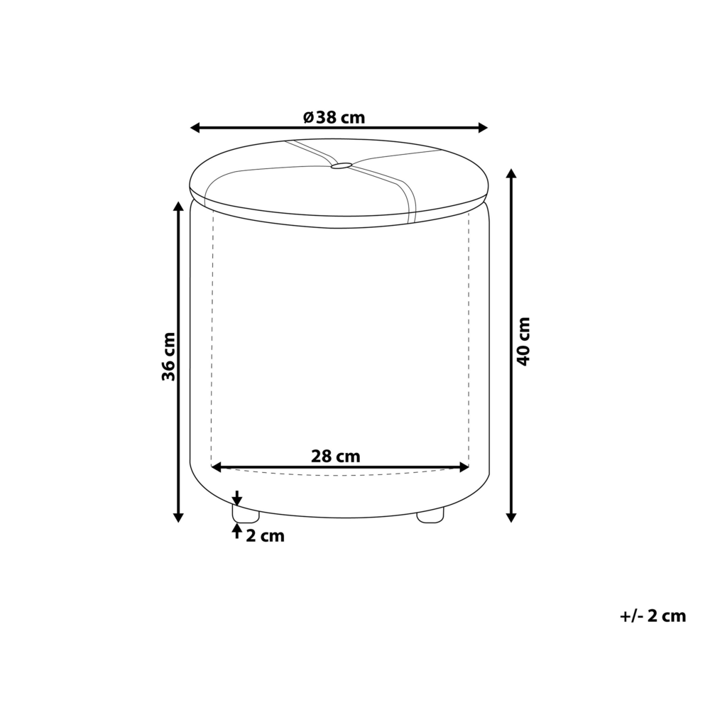 Pouf Ecopelle Nero 40 x 38 cm con Sgabello Contenitivo Glamour