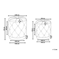 Set di pouf portaoggetti in velluto di poliestere senape con bottoni imbottiti con base dorata design retrò