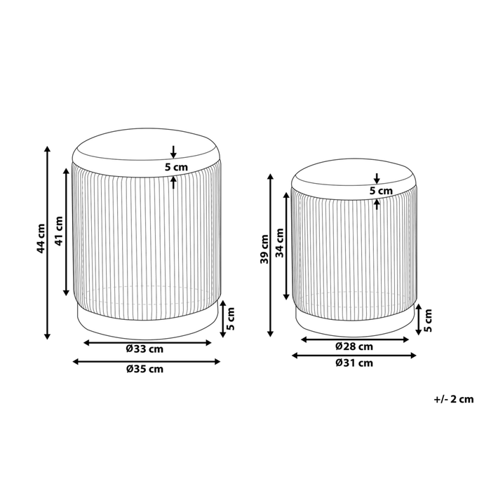 Set di 2 pouf portaoggetti Rivestimento in velluto di poliestere blu turchese Base dorata Design moderno Ciuffo orizzontale Soggiorno pezzo