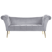 Chaise longue con rivestimento in velluto grigio Seduta capitonné a doppia estremità con gambe in metallo dorato