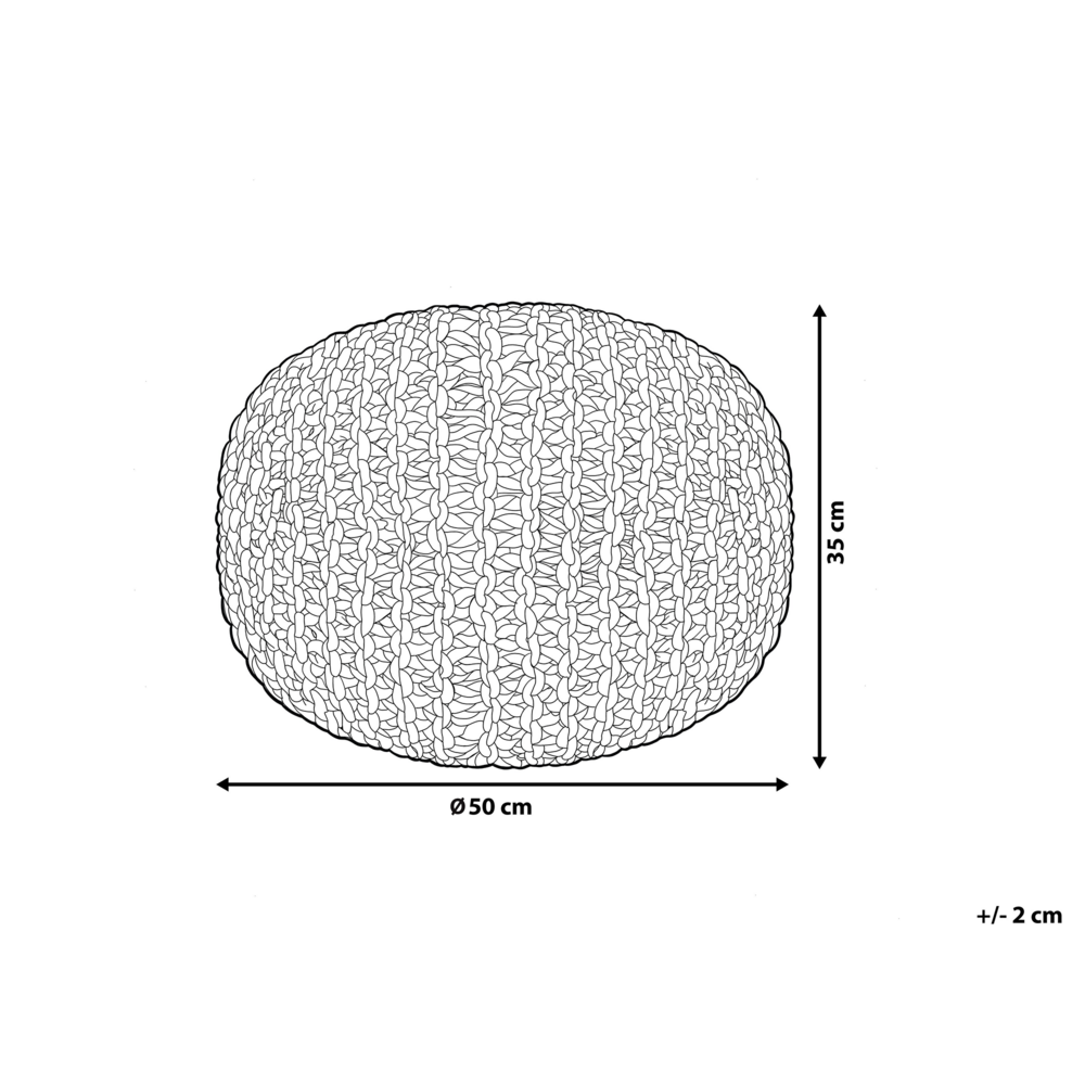 Pouf ottomana in cotone lavorato a maglia Nero perline EPS riempimento rotondo piccolo poggiapiedi 50 x 35 cm