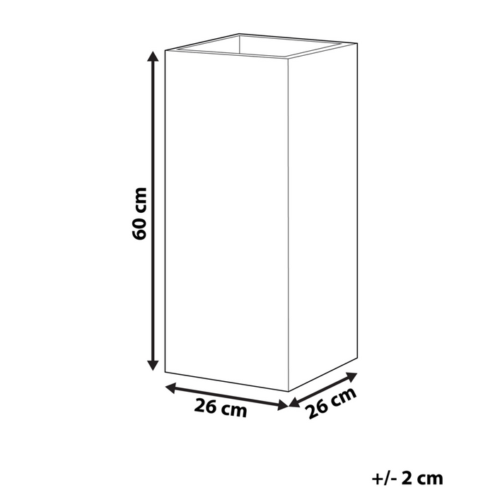 Vaso da fiori in argilla beige chiaro da giardino alto 26 x 26 x 60 cm resistente ai raggi UV