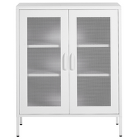 Credenza a 2 ante in acciaio bianco Mobili per ufficio a casa Ripiani Tappi per gambe Design industriale