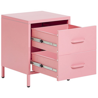 Comodino in Acciaio Rosa Design Industriale 2 Cassetti Camera da Letto Mobili Contenitori