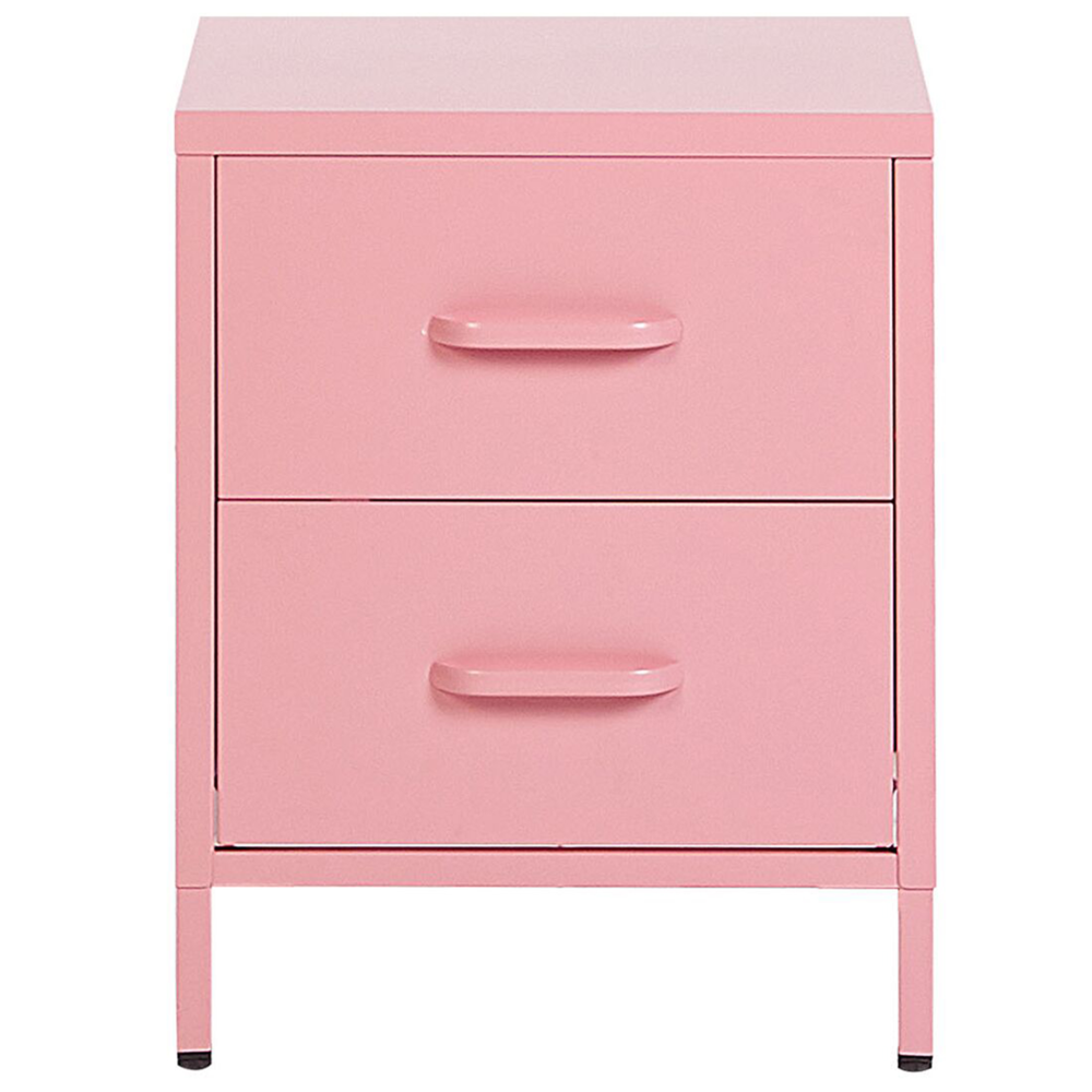 Comodino in Acciaio Rosa Design Industriale 2 Cassetti Camera da Letto Mobili Contenitori