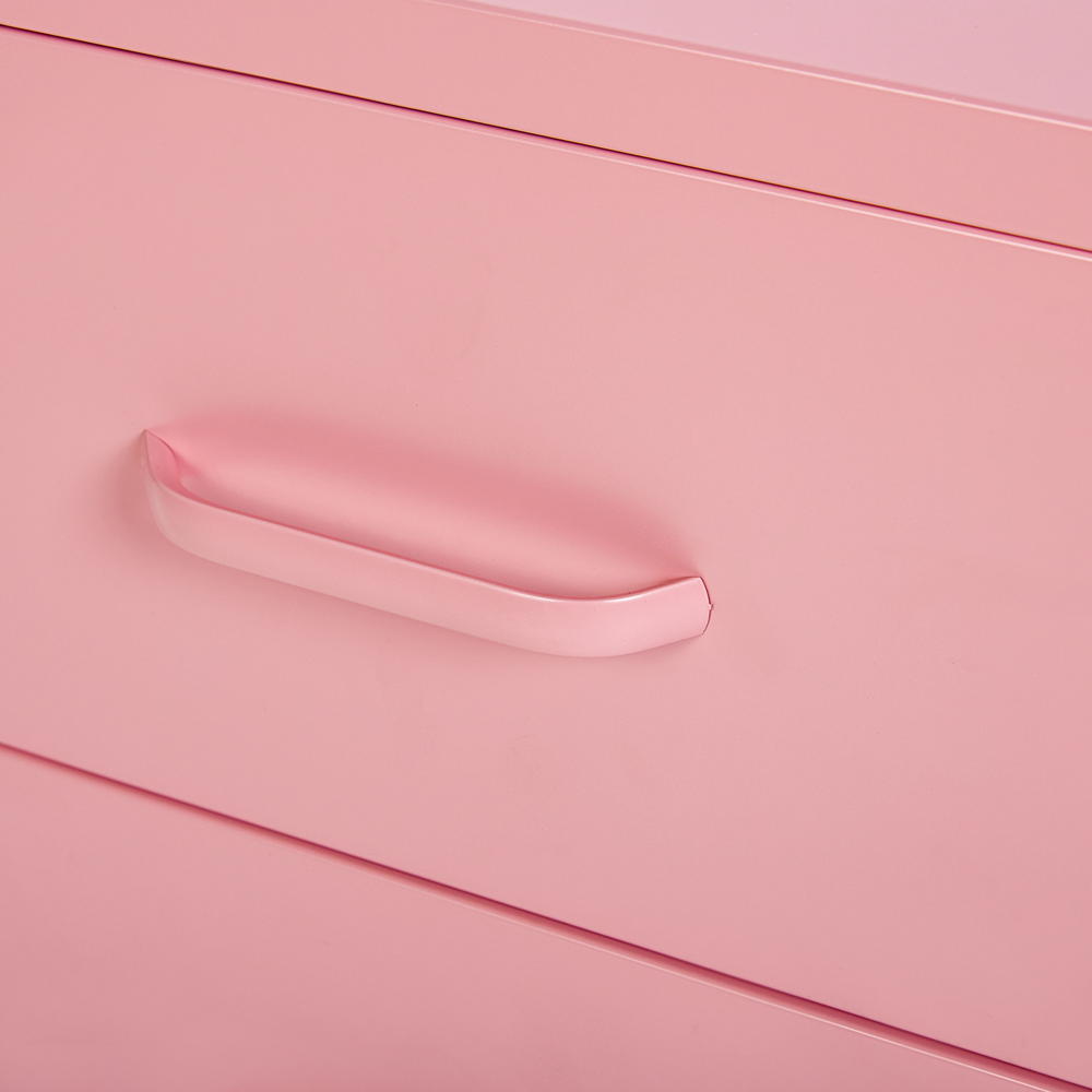 Comodino in Acciaio Rosa Design Industriale 2 Cassetti Camera da Letto Mobili Contenitori