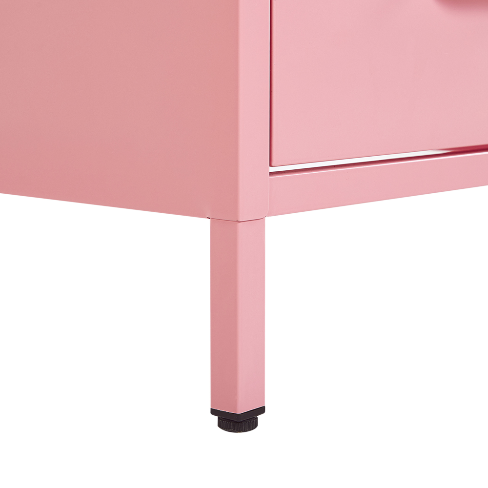 Comodino in Acciaio Rosa Design Industriale 2 Cassetti Camera da Letto Mobili Contenitori