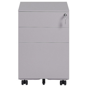 Mobiletto Ufficio Grigio Acciaio con Ruote 3 Cassetti Chiusura a Chiave Design Industriale