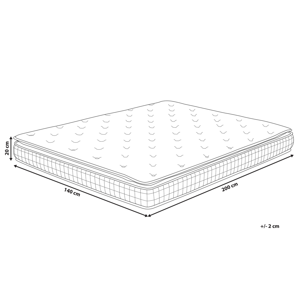 Materasso in memory foam bianco matrimoniale 140 x 200 cm Rivestimento in bambù rigido
