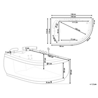 Vasca Idromassaggio Nero Sanitario Acrilico Illuminato a LED Curvo versione destra Doppio 158 x 113 cm
