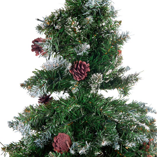 Albero Natale Artificiale Pre-Illuminato Verde Innevato Base Nera 180 cm