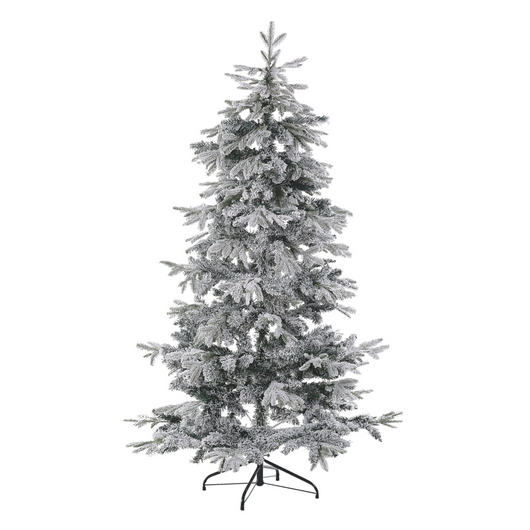 Albero di Natale Artificiale Bianco Innevato con Base in Metallo 180 cm