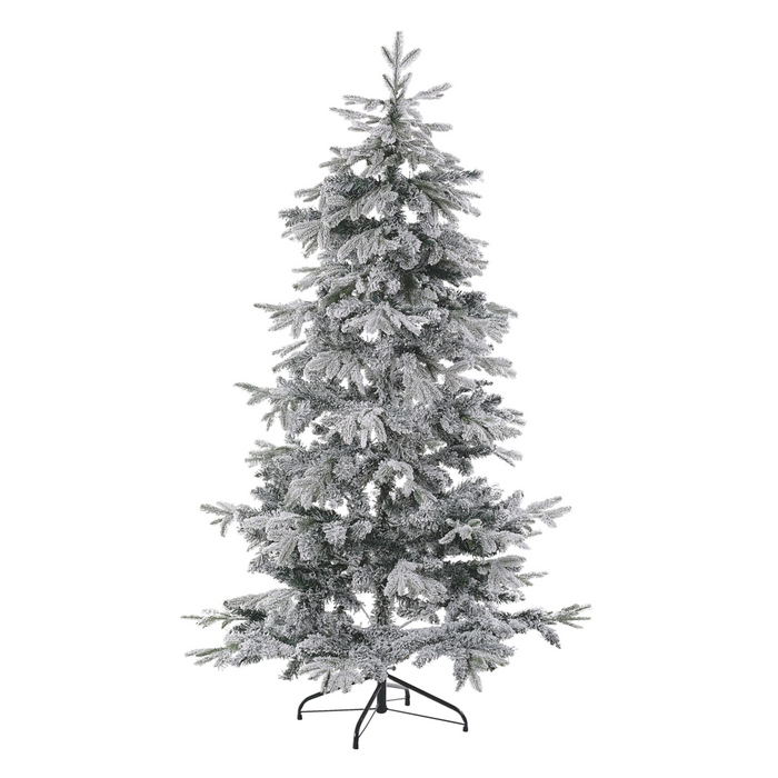 Albero di Natale Artificiale Bianco Innevato con Base in Metallo 180 cm