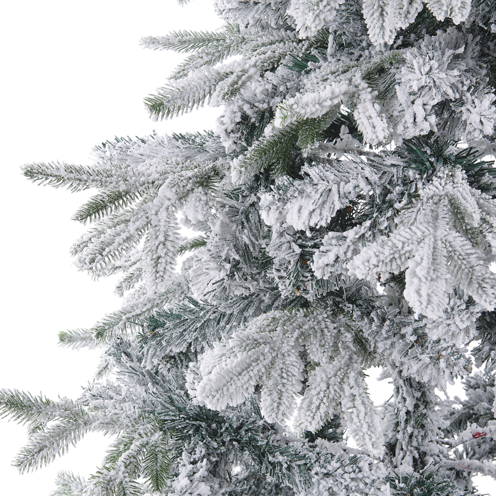 Albero di Natale Artificiale Bianco Innevato con Base in Metallo 180 cm
