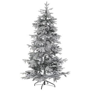 Albero di Natale Artificiale Bianco Innevato con Base in Metallo 210 cm