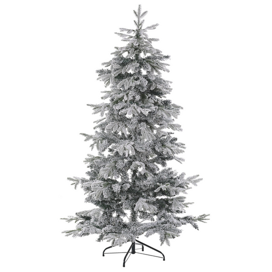 Albero di Natale Artificiale Bianco Innevato con Base in Metallo 210 cm