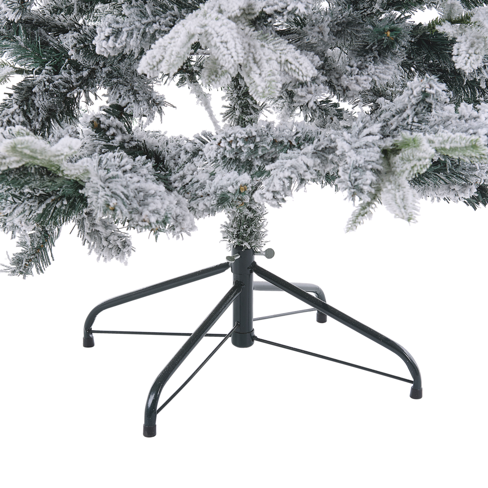 Albero di Natale Artificiale Bianco Innevato con Base in Metallo 180 cm