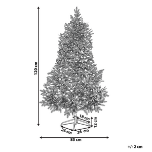 Albero di Natale con Neve Artificiale con Pigne e Bacche Rosse 120 cm